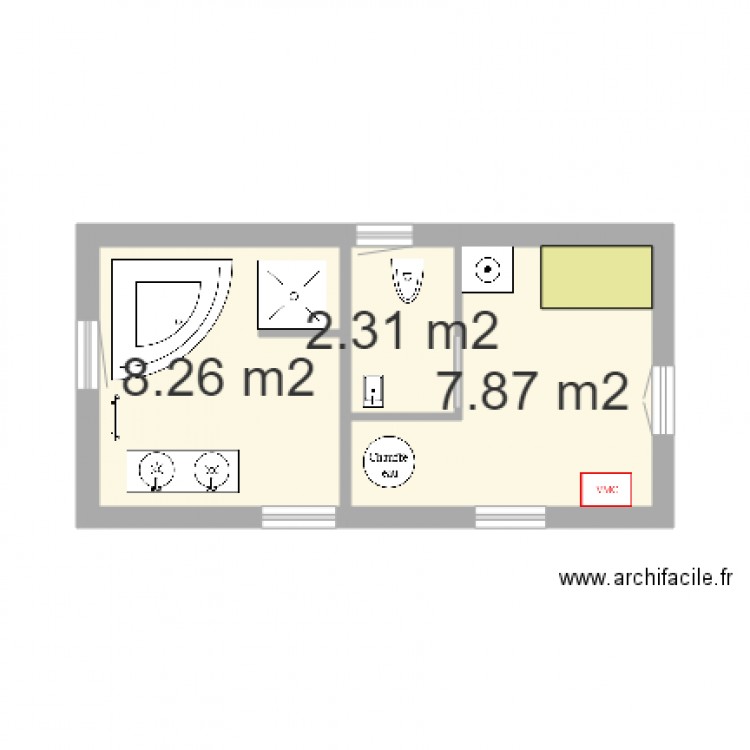 salle de bain sans cote. Plan de 0 pièce et 0 m2