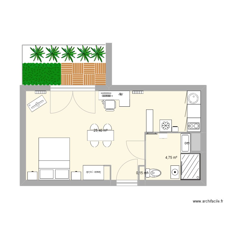 Colombe 1. Plan de 4 pièces et 31 m2