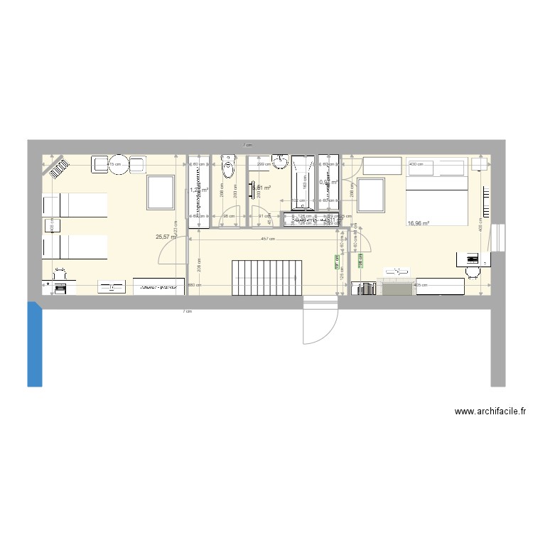 CHAMBRE 1 ET 2 ETAGE t3. Plan de 7 pièces et 51 m2