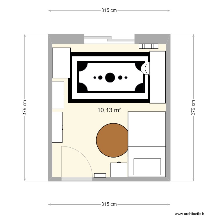 chambre 2 Léo option 3. Plan de 1 pièce et 10 m2