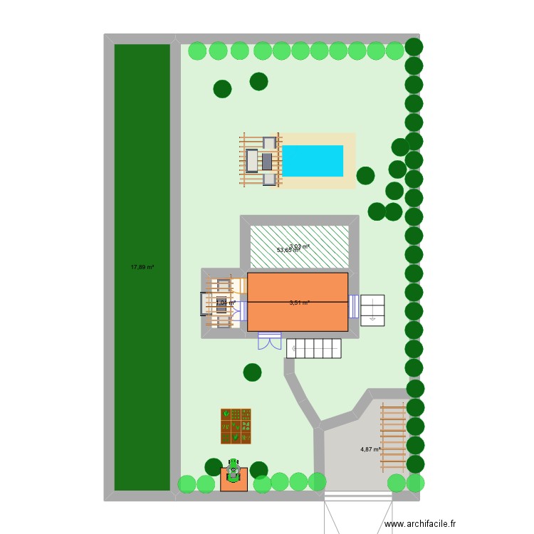 Broissia - jardin. Plan de 6 pièces et 96 m2