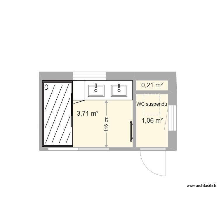 BUNODIERE - SDB - MANDELIEU. Plan de 3 pièces et 5 m2