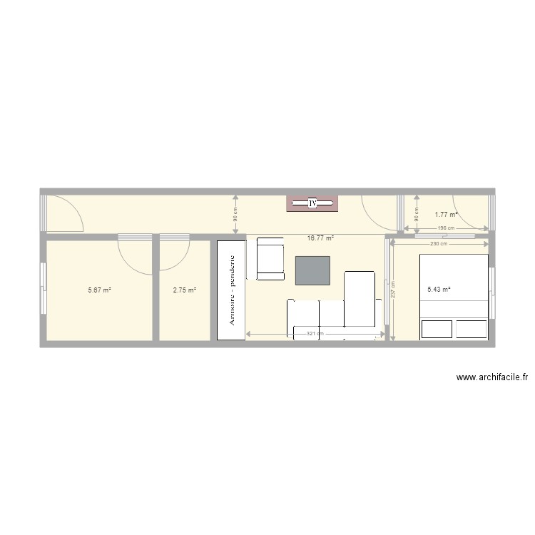 IDEE MODIF STUDIO 2. Plan de 0 pièce et 0 m2