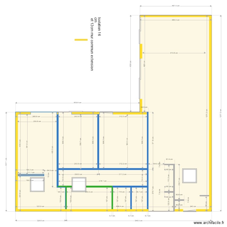 Plan Base Partie Existante . Plan de 0 pièce et 0 m2