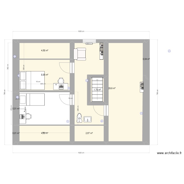 grenier filles option a. Plan de 10 pièces et 52 m2