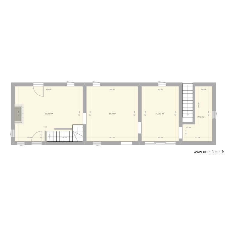 Normandie RDC. Plan de 4 pièces et 60 m2