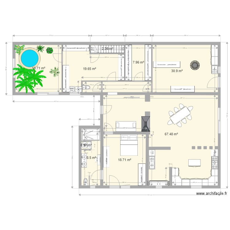 BROYE projet 4. Plan de 9 pièces et 175 m2