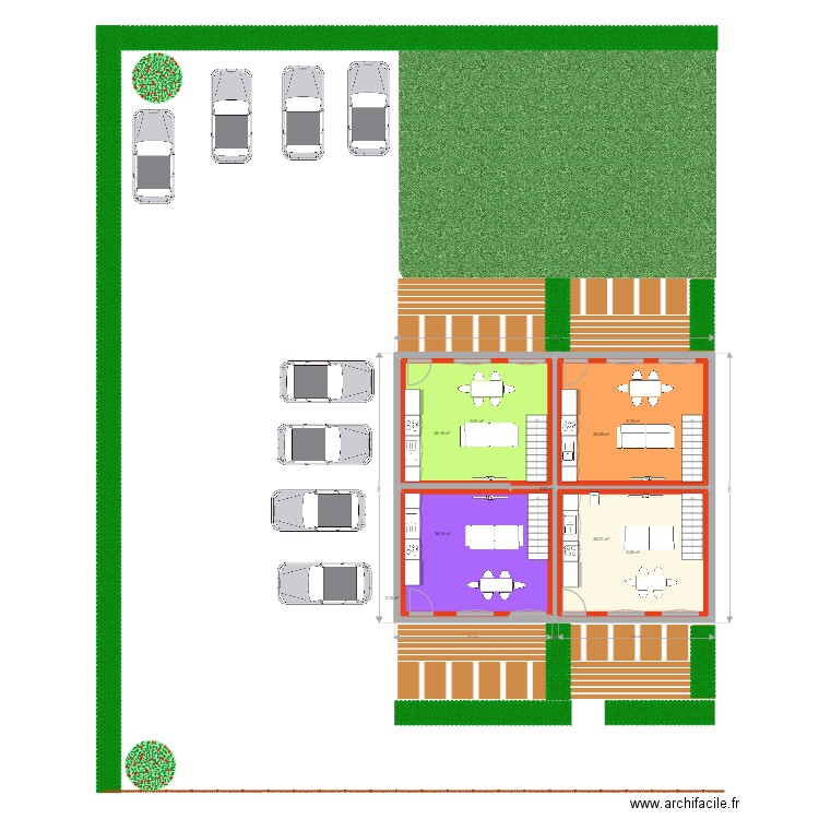 plan 4 appts. Plan de 9 pièces et 191 m2