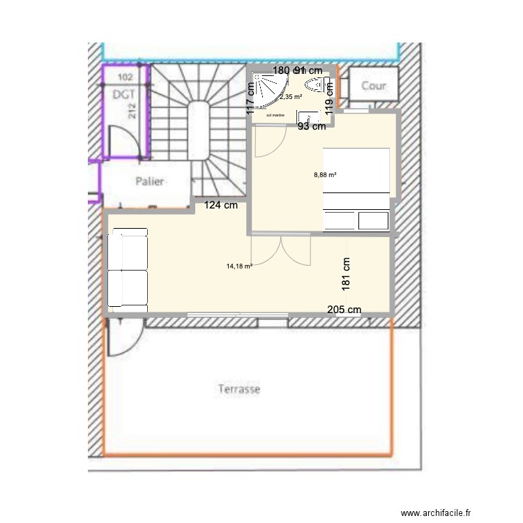 studio 11062023. Plan de 3 pièces et 25 m2