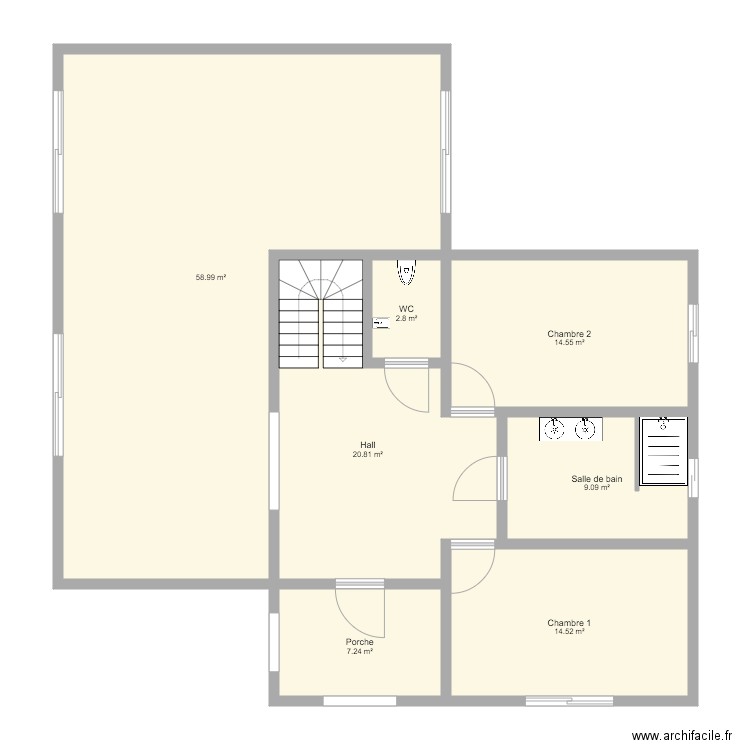 Maison Cubique. Plan de 0 pièce et 0 m2