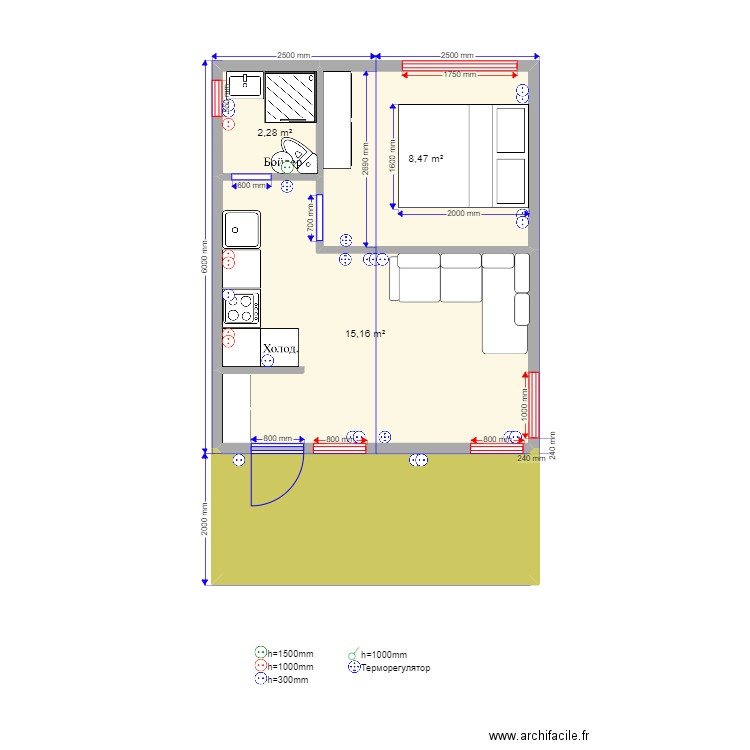 30 211. Plan de 4 pièces et 35 m2