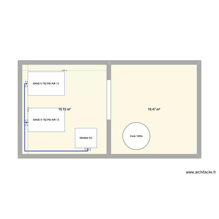tnm. Plan de 2 Pièces et 39 m²