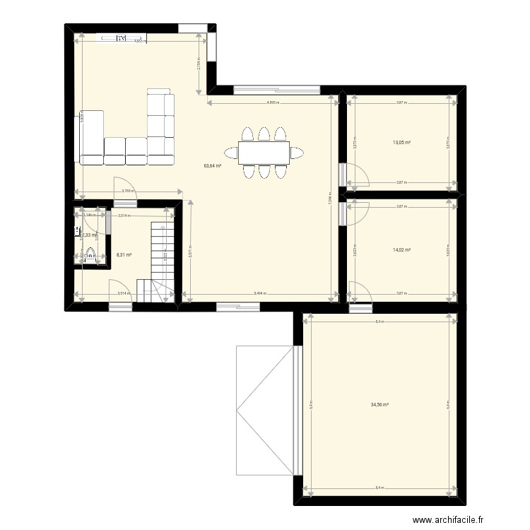 Nouvelle idée . Plan de 6 pièces et 139 m2