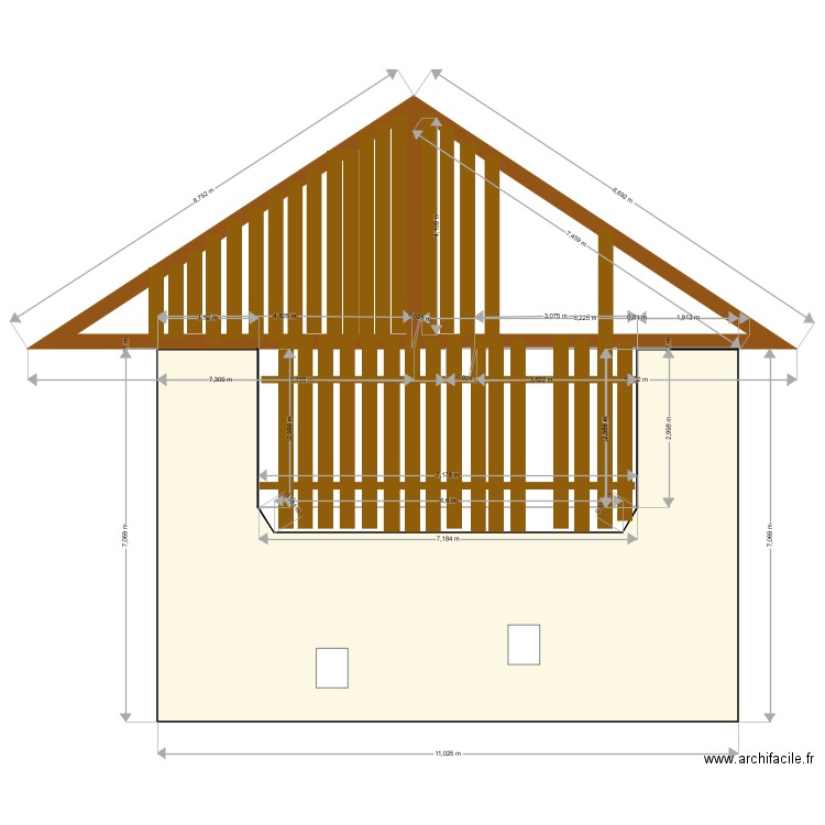 facade sud actuelle. Plan de 0 pièce et 0 m2