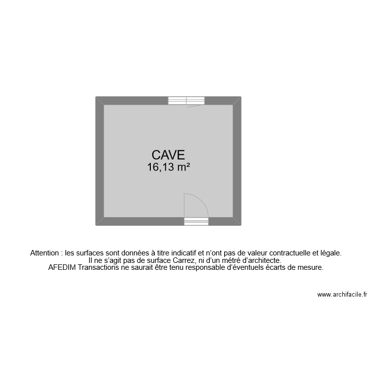 BI 10057 CAVE . Plan de 1 pièce et 16 m2