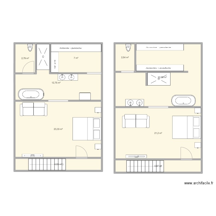 Chambre. Plan de 9 pièces et 102 m2