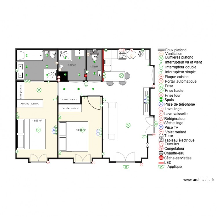 villa madeleine RdC Plan électricité partie 3. Plan de 0 pièce et 0 m2