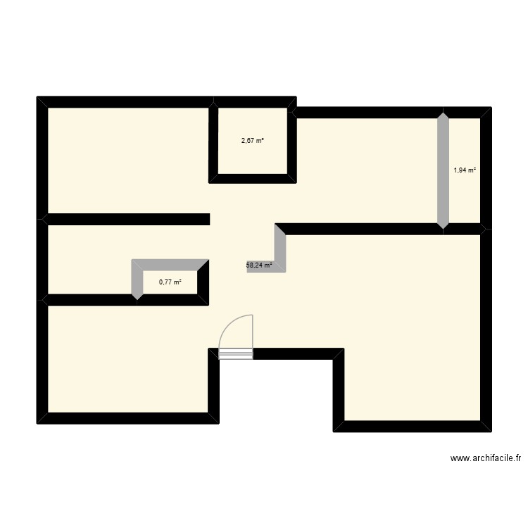 appart. Plan de 4 pièces et 64 m2
