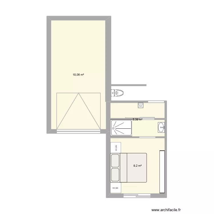 suite parentale extension 2. Plan de 3 Pièces et 33 m²