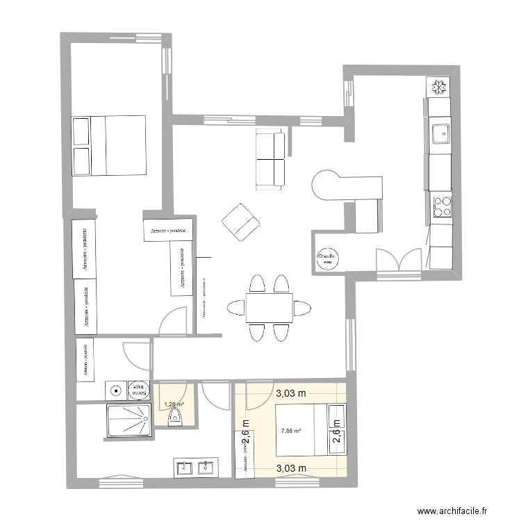 maison les bordes2. Plan de 2 pièces et 9 m2