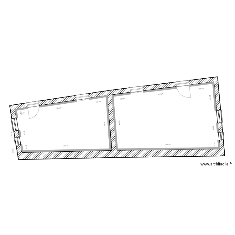 PLAN DES 2 T2 avec isolation. Plan de 2 pièces et 69 m2