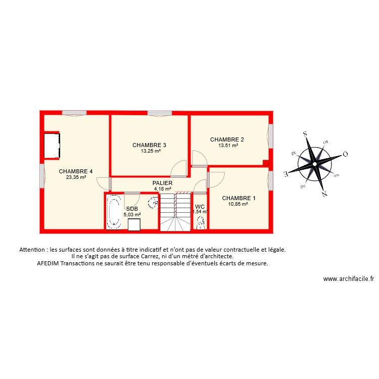 BI 7935 ETAGE PASCAL. Plan de 8 pièces et 66 m2