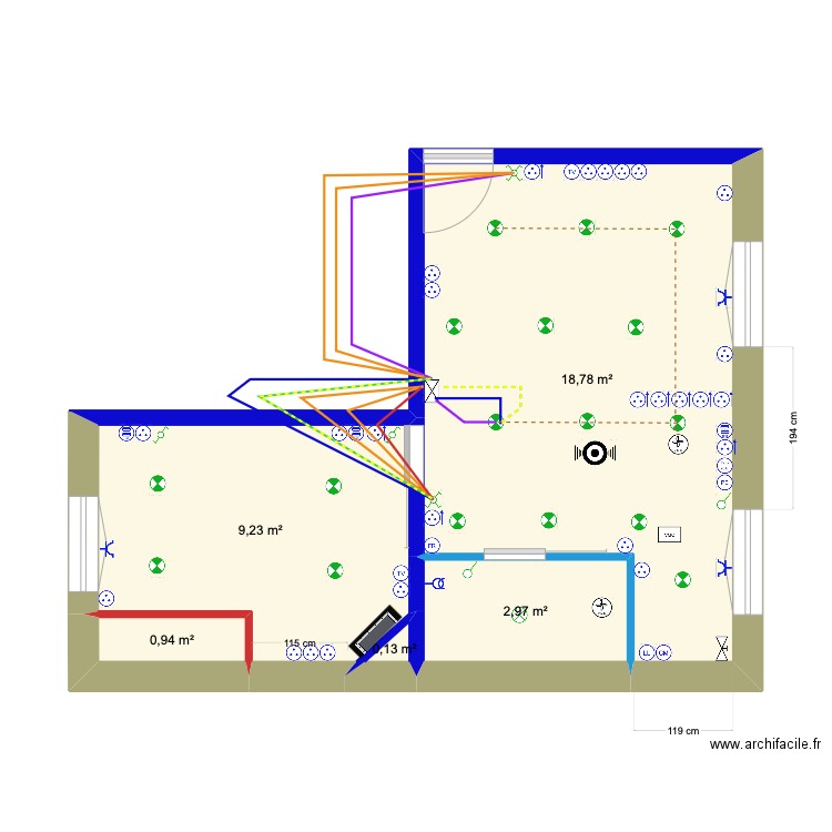 Louis Pasteur Lumières Salon circuit 2. Plan de 5 pièces et 32 m2