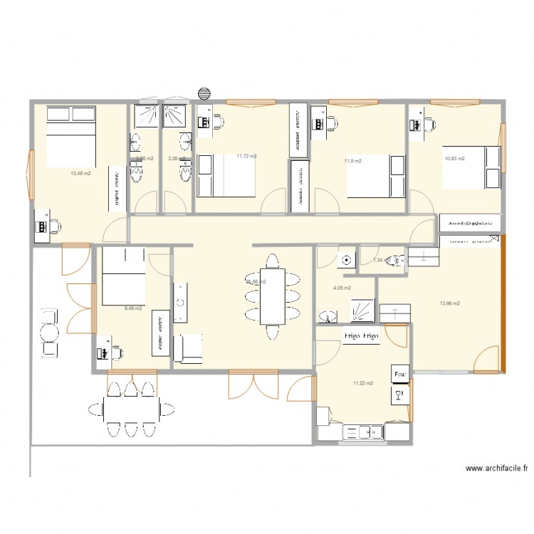 Maison Baduel 2. Plan de 13 pièces et 122 m2