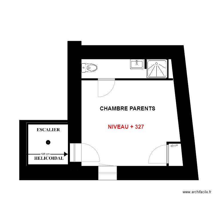 CORRADO 2eme ETAGE  EST EDL . Plan de 3 pièces et 19 m2