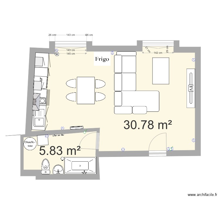 projet elau food bourgueil 1er appartement. Plan de 0 pièce et 0 m2