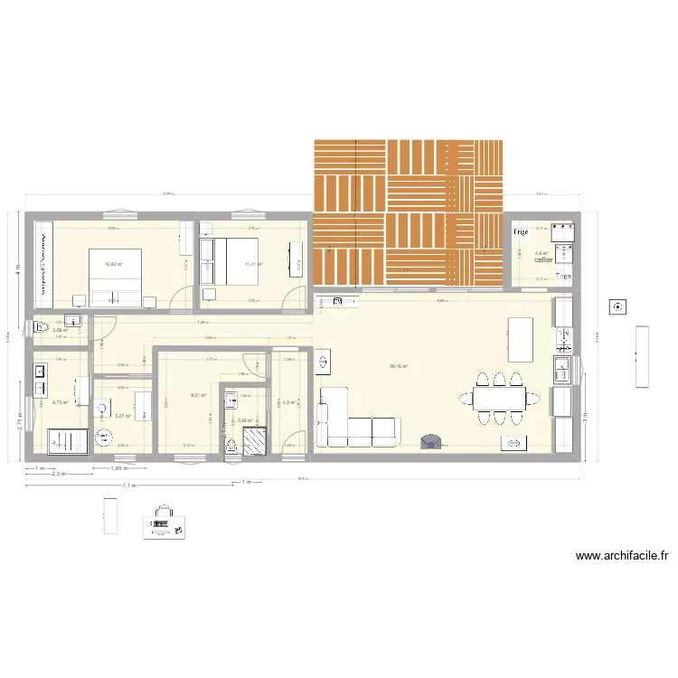 maison mai  2023 ouverture sol. Plan de 