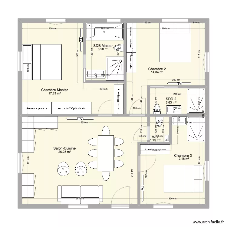 Olivet 2e blanc am&eacute;nag&eacute;. Plan de 
