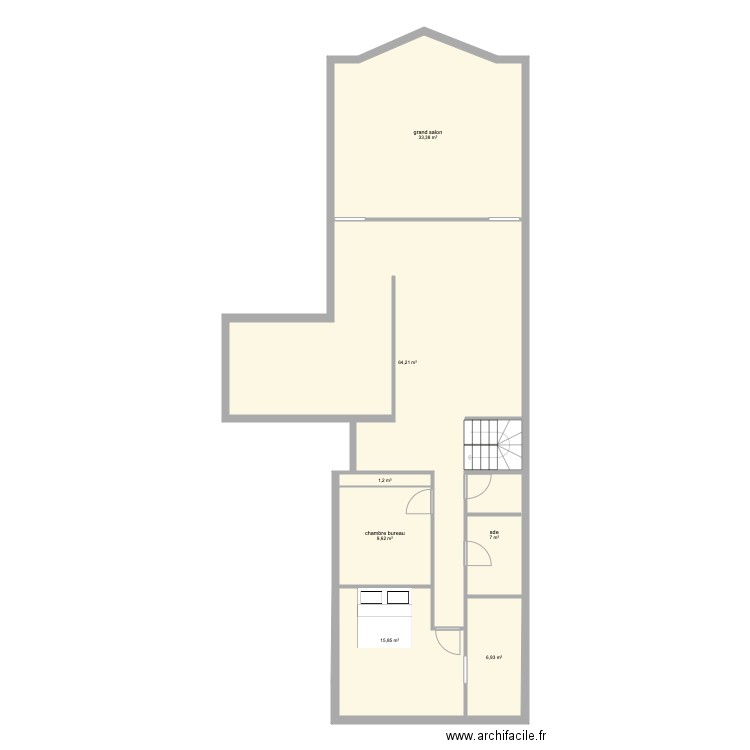 THE ONE chambre reno 2 sans sde. Plan de 7 pièces et 138 m2