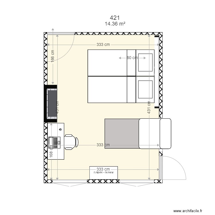 chambre 421bis. Plan de 0 pièce et 0 m2