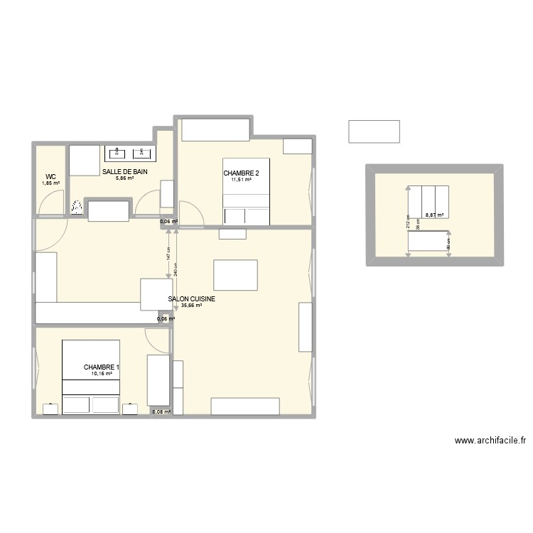 rez dz chaussee final 1.0. Plan de 9 pièces et 74 m2