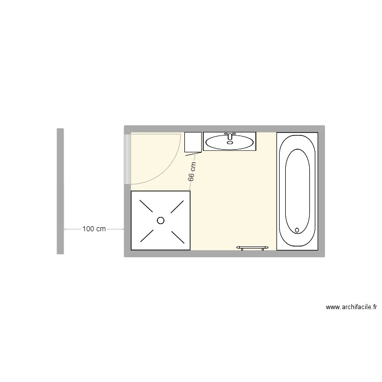 WATRIN SDB existant. Plan de 1 pièce et 6 m2