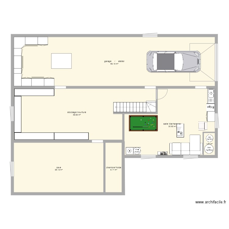 sous sol maison des terrasses. Plan de 0 pièce et 0 m2