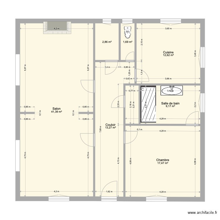 W Labb. Plan de 7 pièces et 98 m2