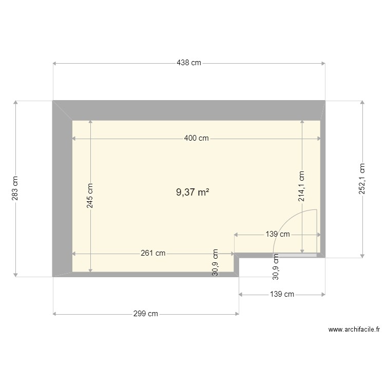 Chambre Nat 1. Plan de 1 pièce et 9 m2