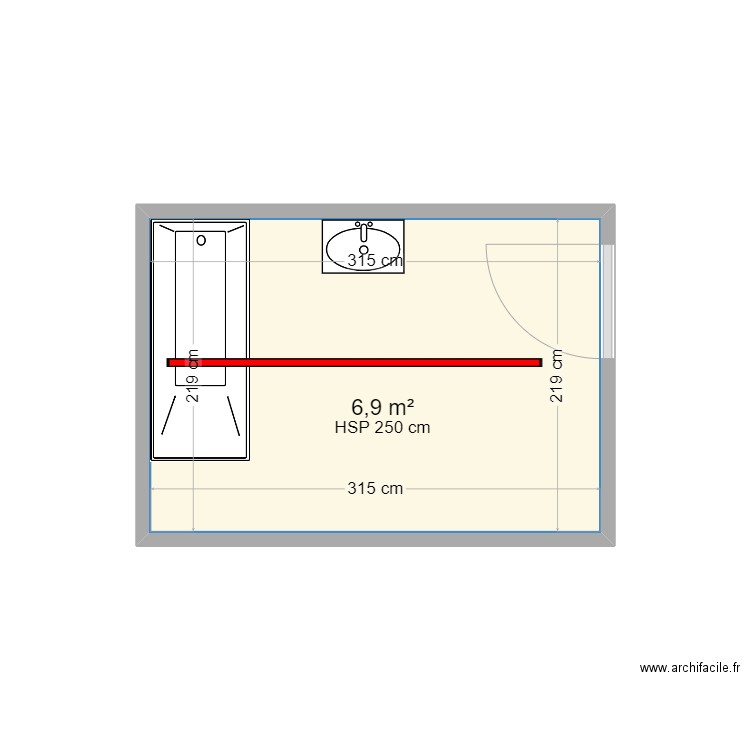 HADDAD . Plan de 1 pièce et 7 m2