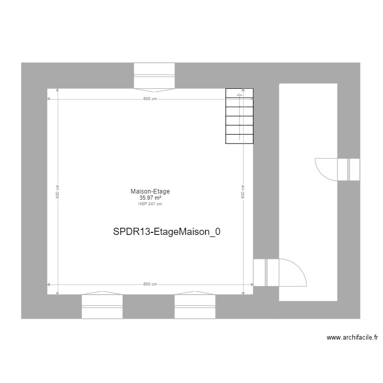 SPDR13-Etage-Maison_0. Plan de 1 pièce et 36 m2
