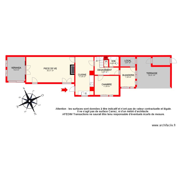 BI 9744 RDC EF. Plan de 13 pièces et 115 m2