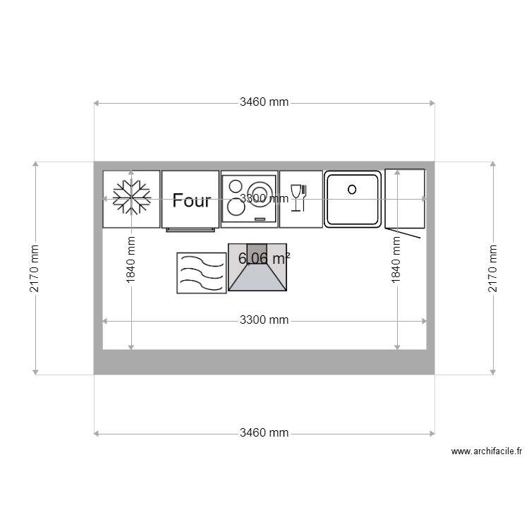 CUISINE STUDIO. Plan de 0 pièce et 0 m2