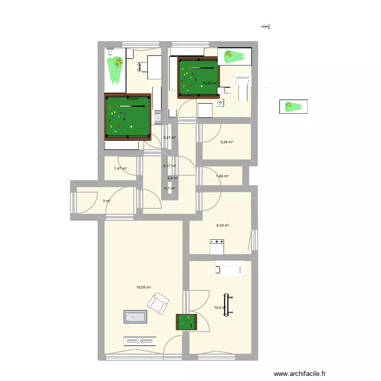 Appart test. Plan de 13  et 72 m²