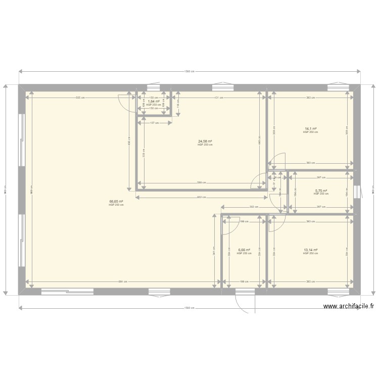 vue sud. Plan de 7 pièces et 133 m2