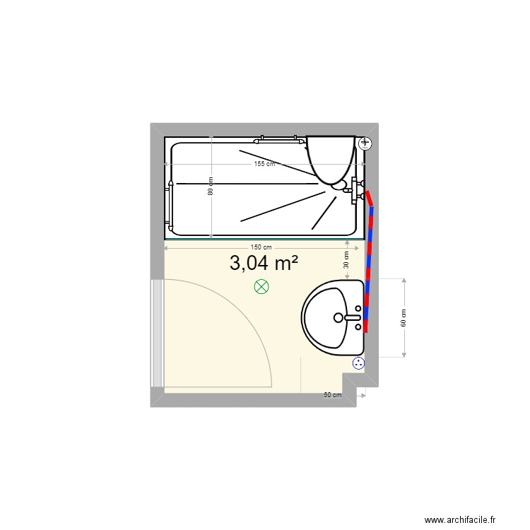 FARAT Rénové. Plan de 1 pièce et 3 m2