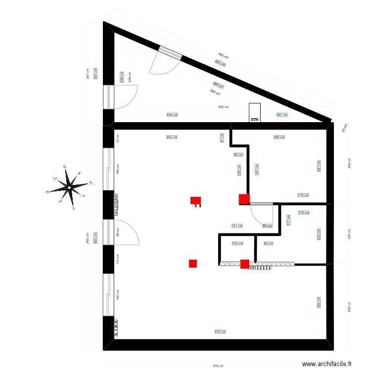 maison Buffon. Plan de 3 pièces et 63 m2