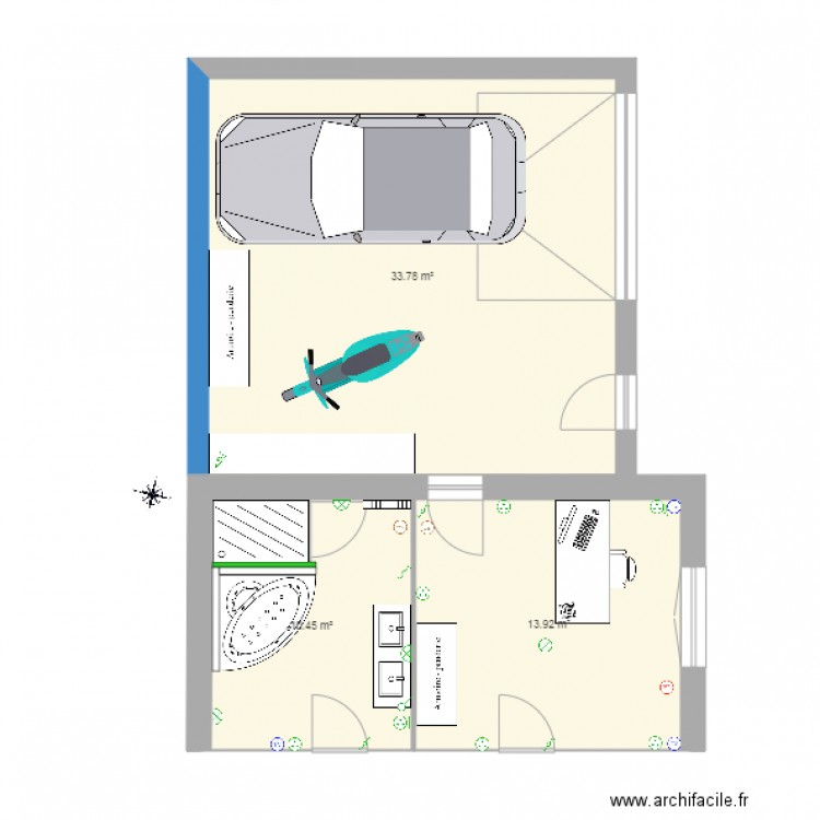 extension. Plan de 0 pièce et 0 m2