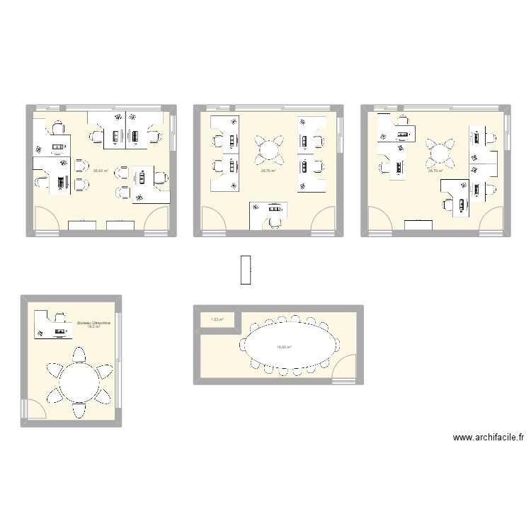 Bureau Coop. Plan de 6 pièces et 123 m2