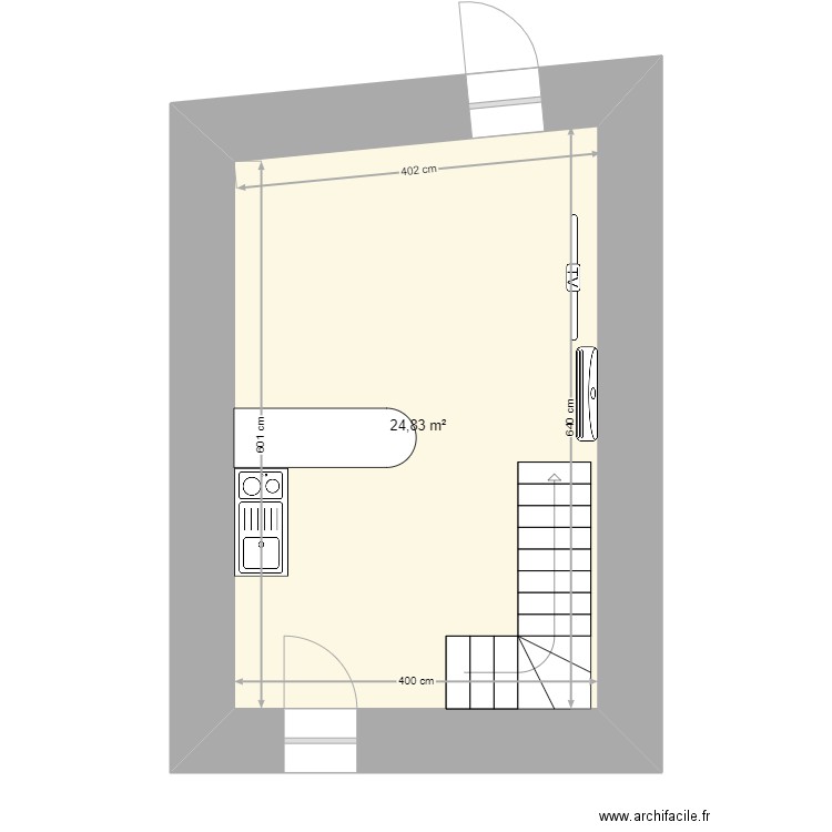 Plan Enzo luant . Plan de 1 pièce et 25 m2